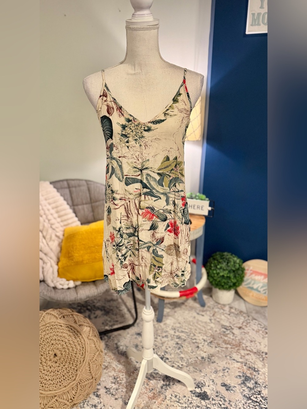 SHEIN Tropical Floral Cami Swing Dress M